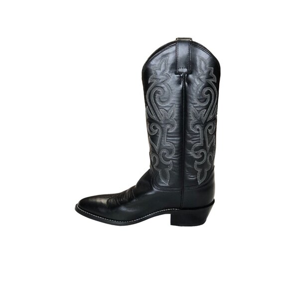 Justin 1409 Cowboy Boots Black Leather Buck Mens 7 1/2 B Western Pull On Rodeo main image 8